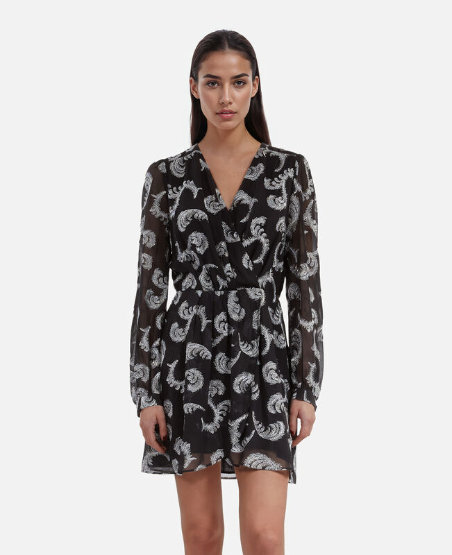 The Kooples FEMME BLACK / SILVER robe effet portefeuille courte noire