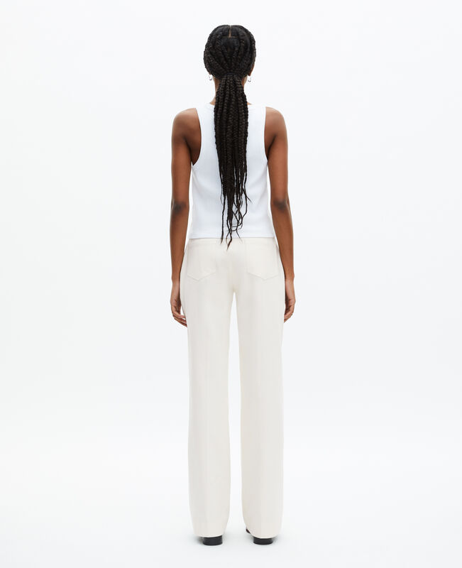 The Kooples FEMME ECRU pantalon large en coton ecru