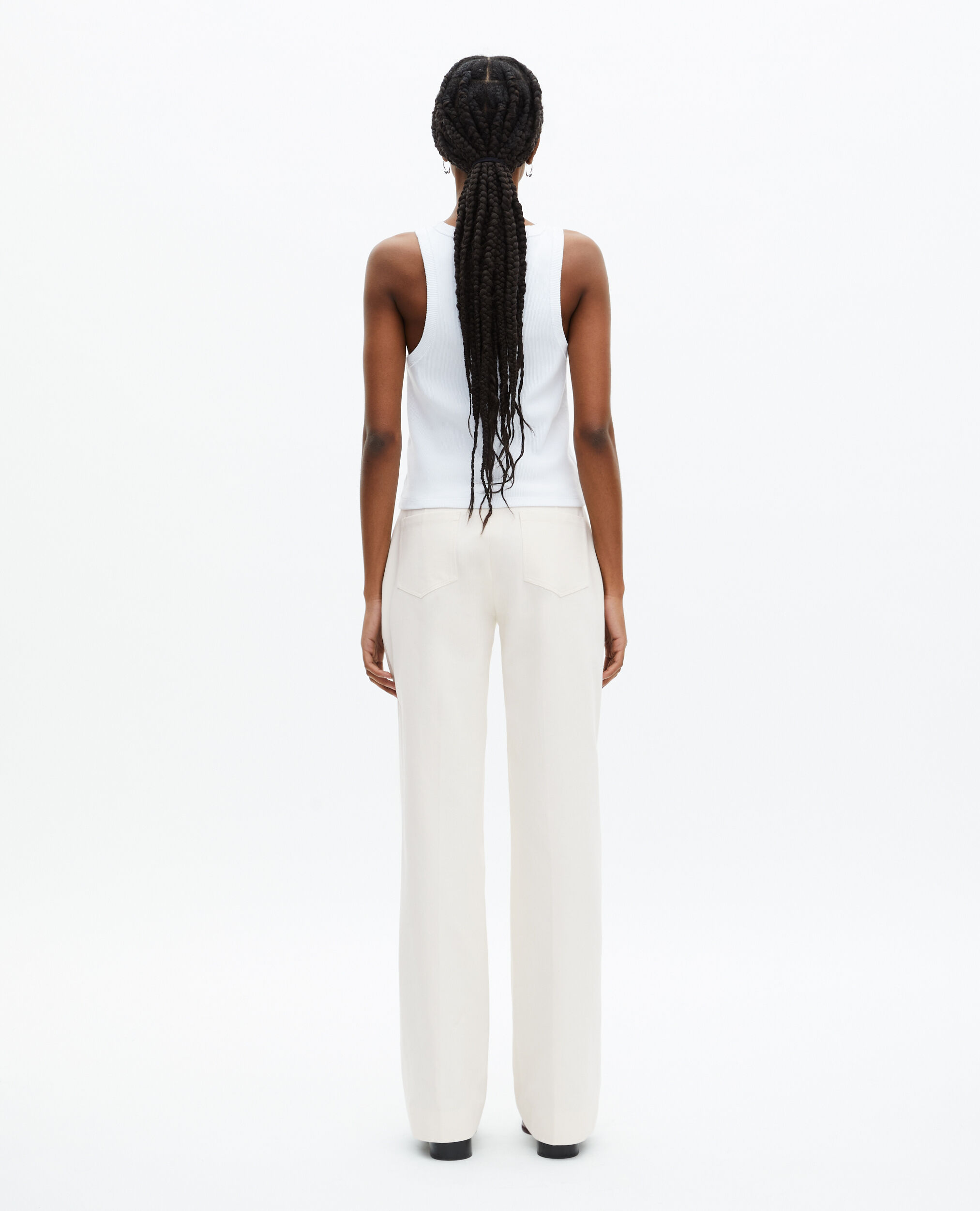 Pantalon large en coton ecru, ECRU, hi-res image number null