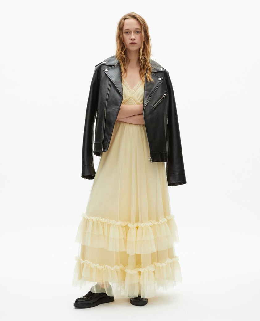 The Kooples FEMME LIGHT YELLOW robe longue en tulle jaune