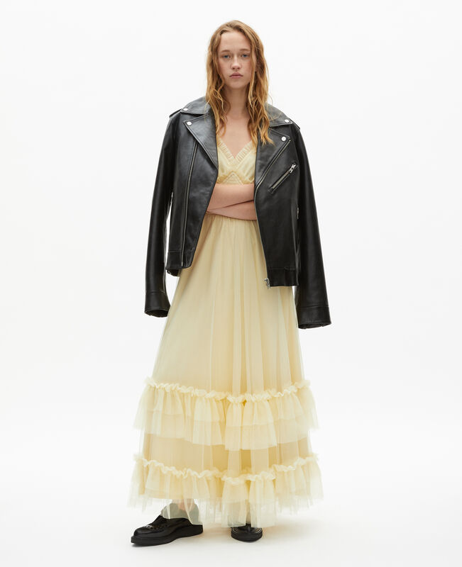 The Kooples FEMME LIGHT YELLOW robe longue en tulle jaune