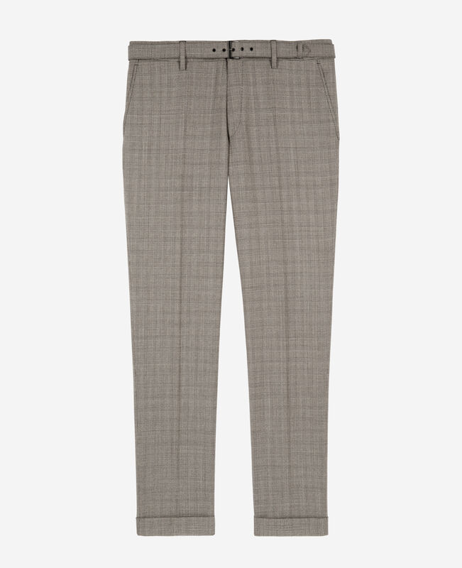The Kooples HOMME BEIGE MELANGE pantalon de costume en laine prince de galles beige