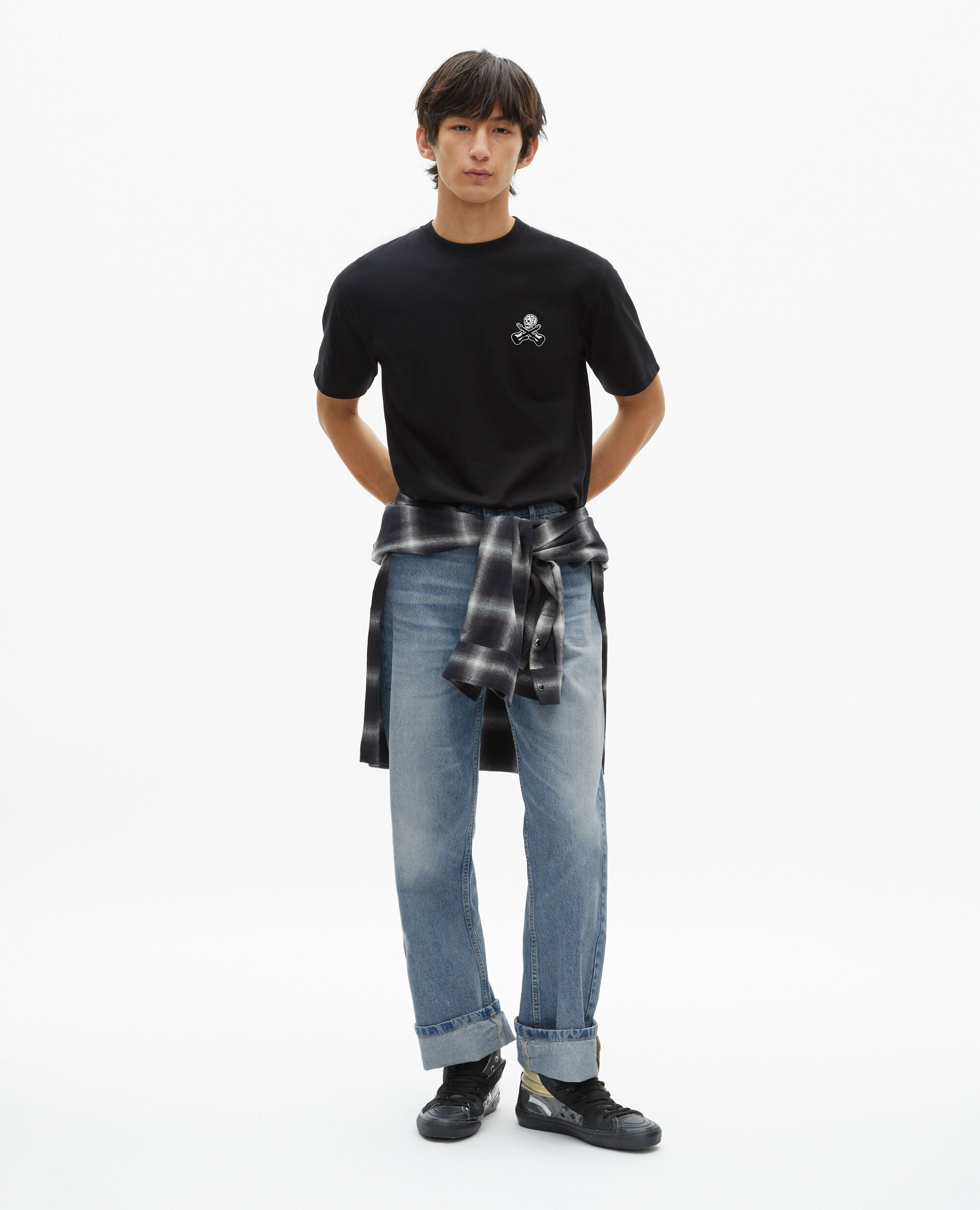T-shirt avec flocage noir, BLACK, hi-res image number null