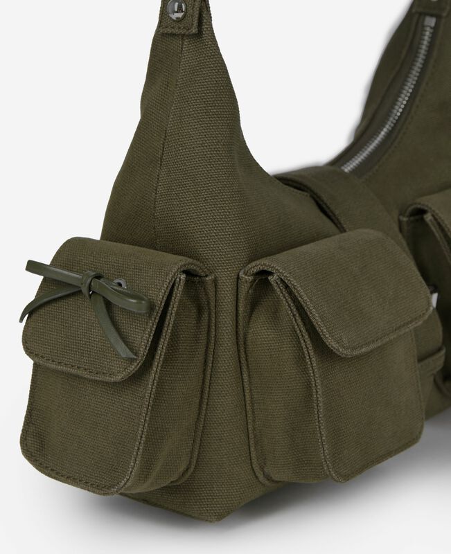 The Kooples FEMME KAKI sac amelia en canvas kaki