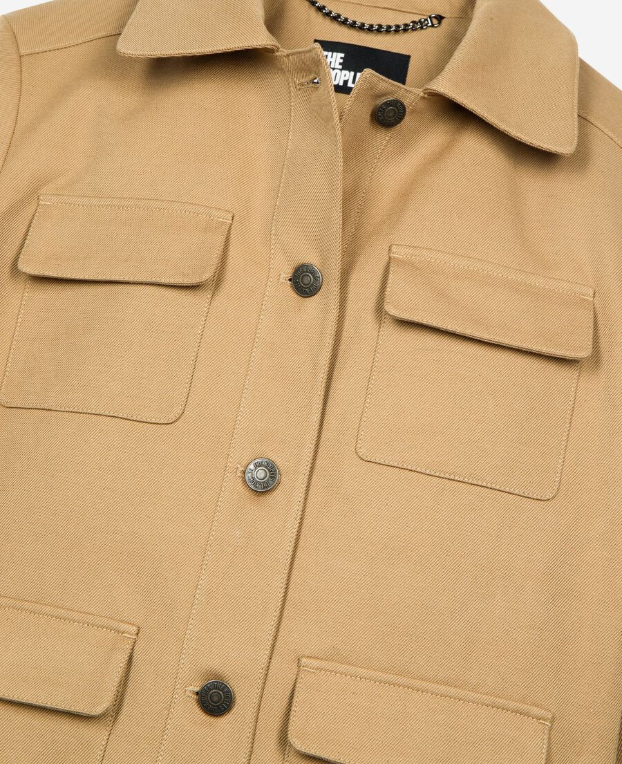 The Kooples FEMME BEIGE veste courte en coton et lin beige