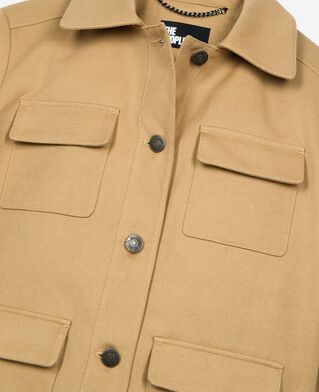 The Kooples FEMME BEIGE veste courte en coton et lin beige