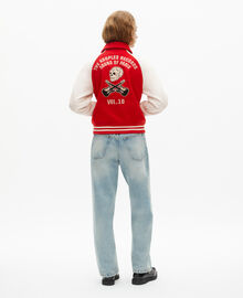 The Kooples FEMME RED / WHITE blouson en laine et cuir rouge