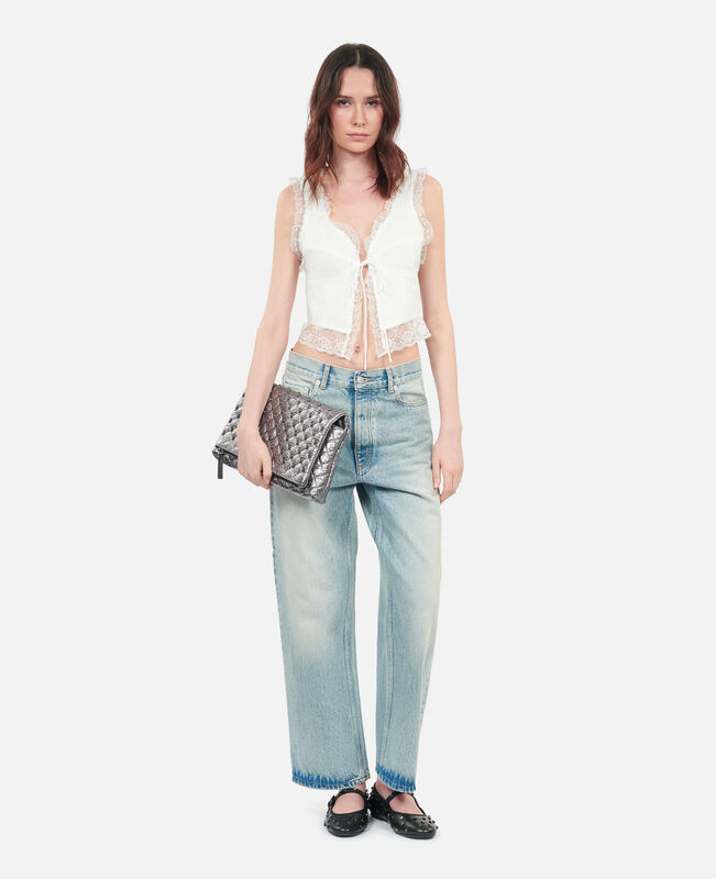 The Kooples FEMME ECRU top sans manches avec dentelle écru
