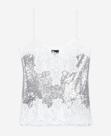 The Kooples FEMME SILVER caraco à sequins et dentelle argenté