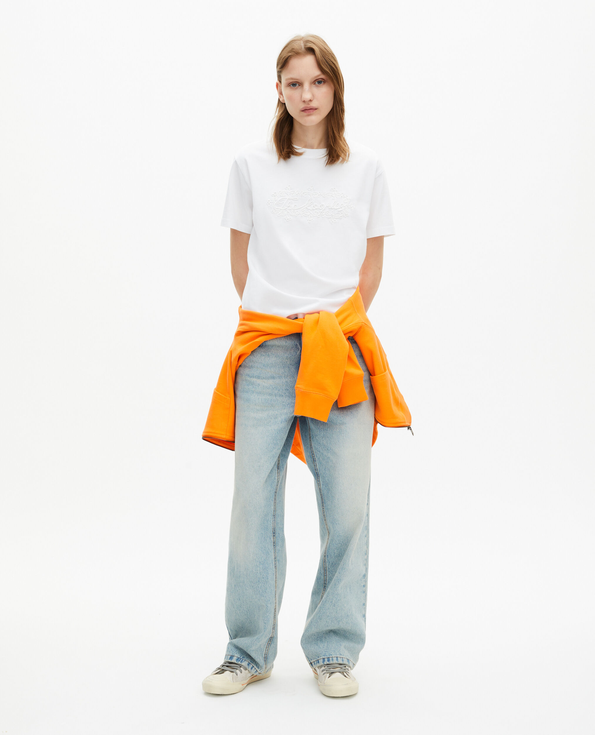 T-shirt avec broderie logo blanc, WHITE, hi-res image number null