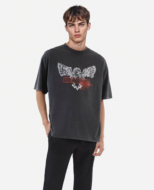 The Kooples HOMME BLACK WASHED t-shirt avec sérigraphie aigle noir