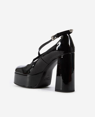 The Kooples FEMME BLACK escarpins à talons en cuir verni noirs