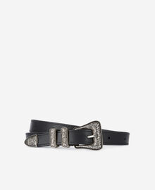 The Kooples MIXTE BLACK ceinture fine en cuir noir