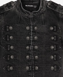 The Kooples FEMME BLACK WASHED veste manches courtes officier en denim grise