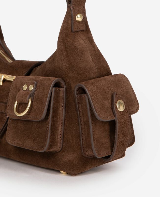 The Kooples FEMME CHOCOLATE sac amelia small en suède marron