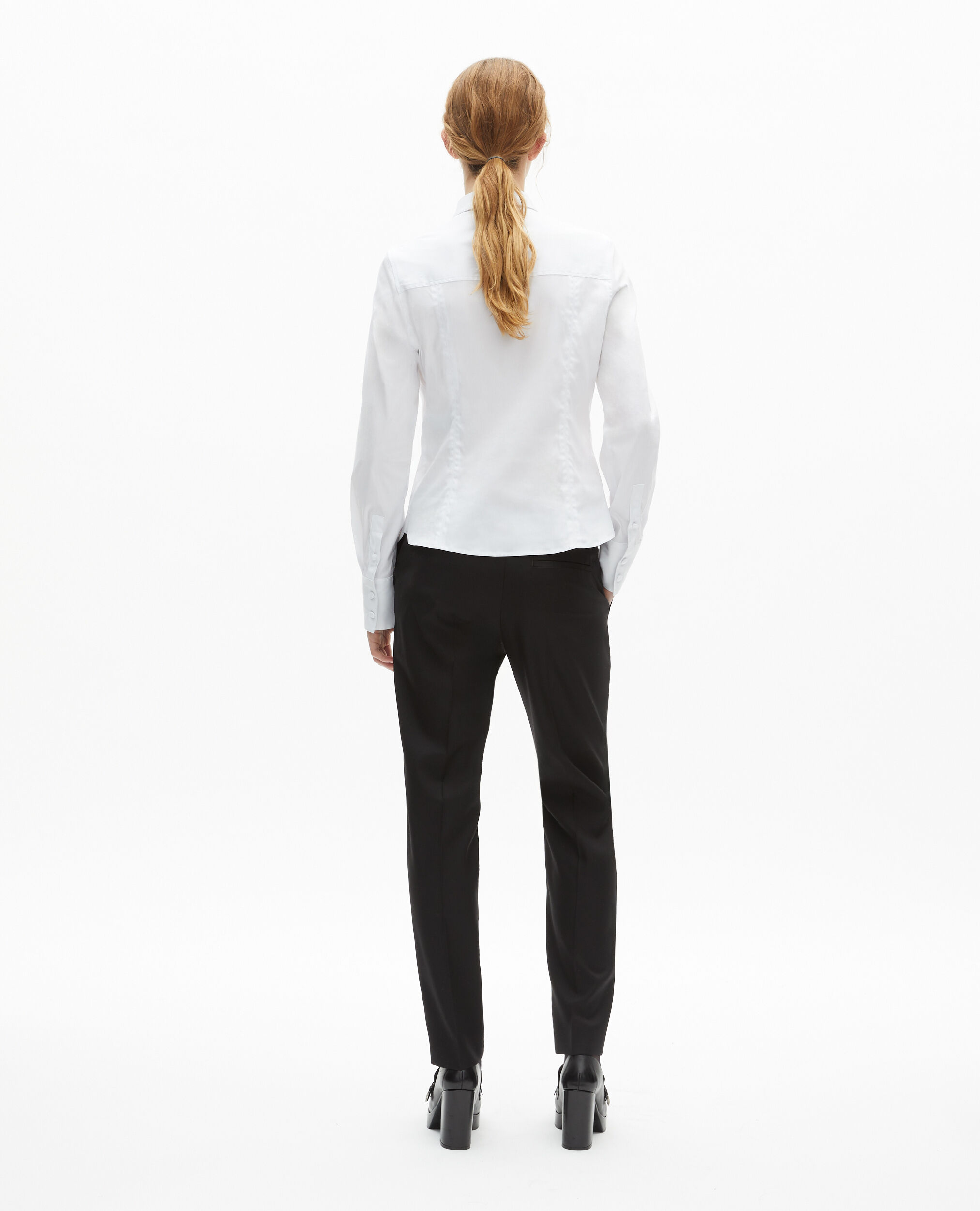 Chemise en popeline avec volants blanche, WHITE, hi-res image number null
