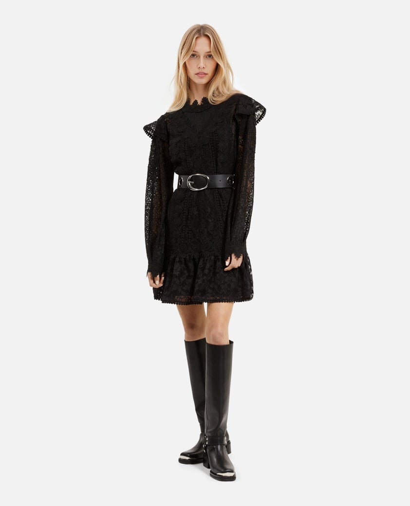 The Kooples MUJER BLACK vestido corto de encaje negro