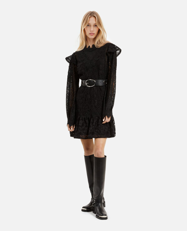 The Kooples FEMME BLACK robe courte en dentelle noire