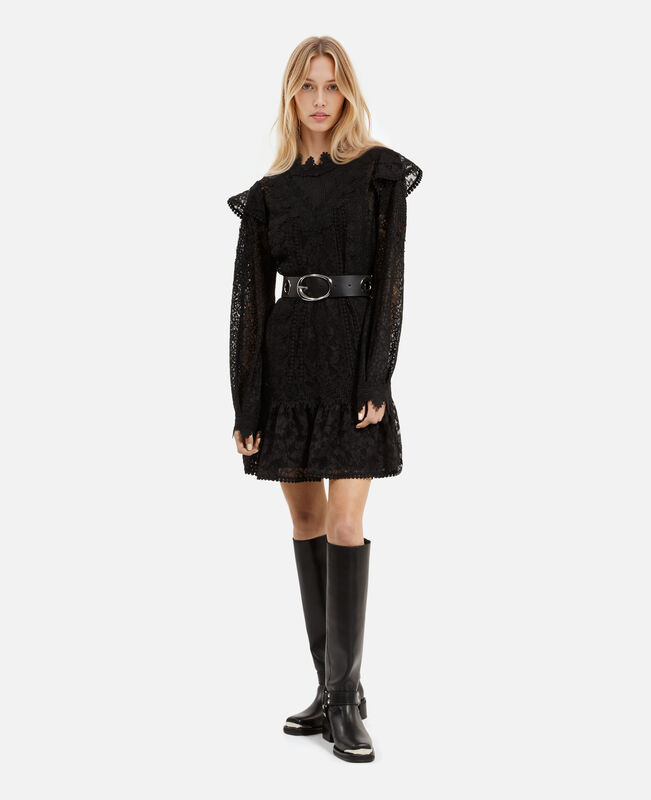 The Kooples FEMME BLACK robe courte en dentelle noire