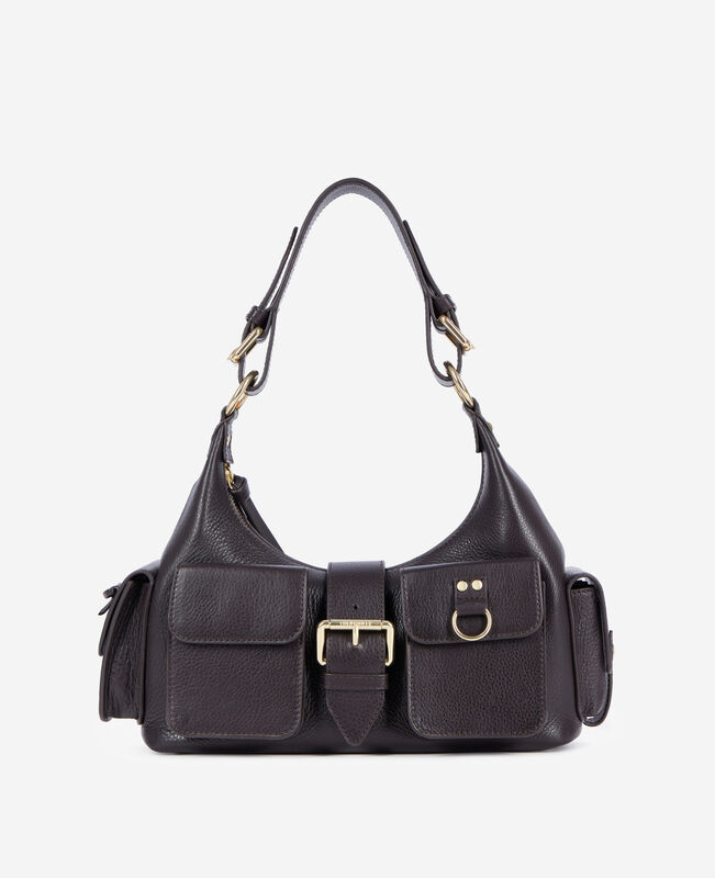 The Kooples FEMME BROWN sac amelia en cuir grainé marron