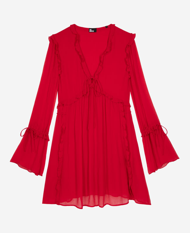 The Kooples FEMME RED / BURGUNDY robe courte avec volants rouge