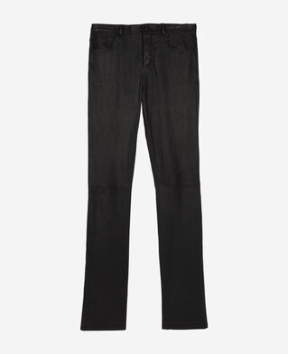 The Kooples MEN BLACK black leather slim-fit pants
