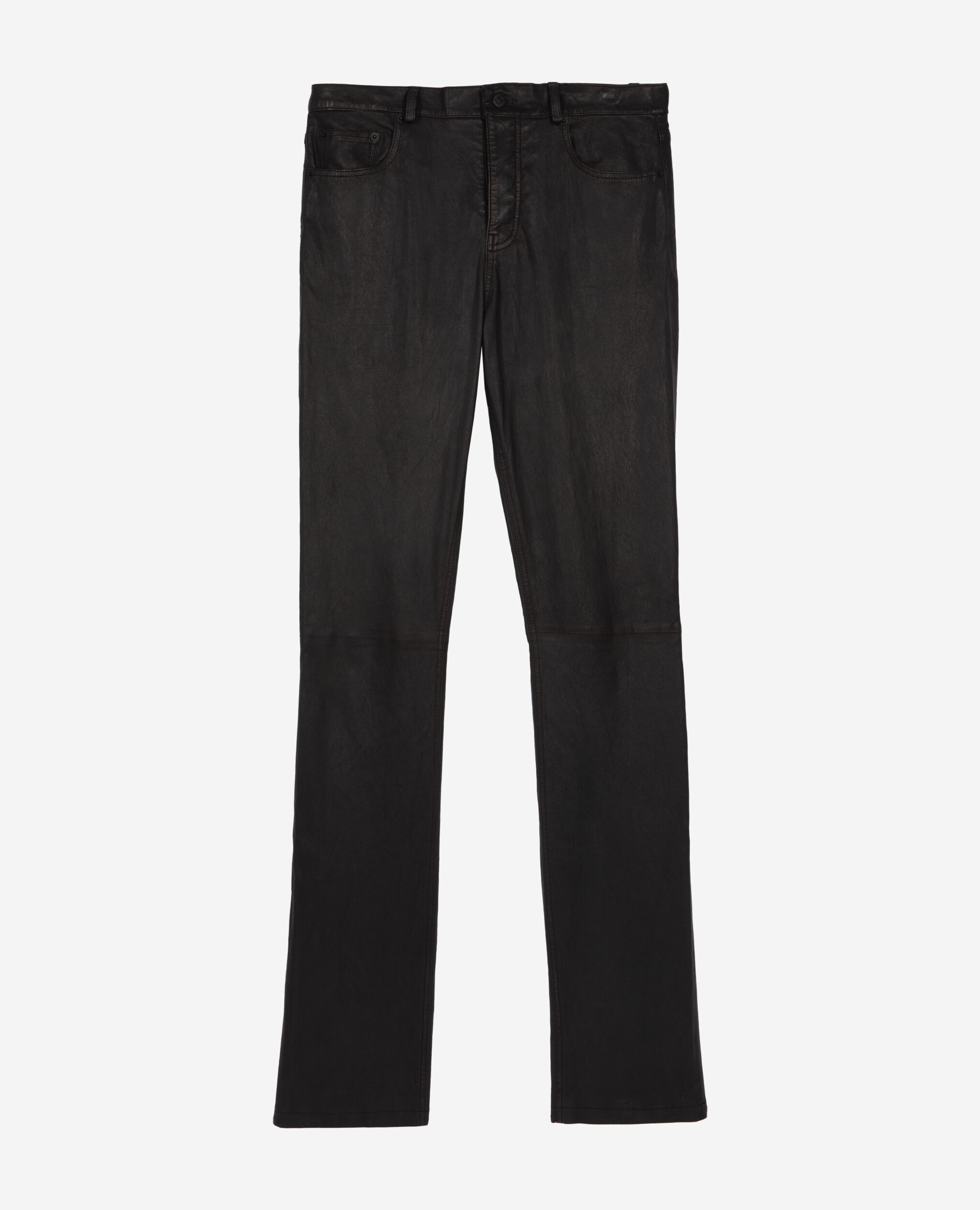 Pantalon slim en cuir noir, BLACK, hi-res image number null