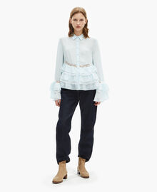 The Kooples FEMME BABY BLUE chemise avec dentelle et volants bleu clair
