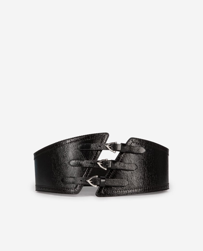 The Kooples DAMEN BLACK schwarzer leder-korsettgürtel mit schnallen