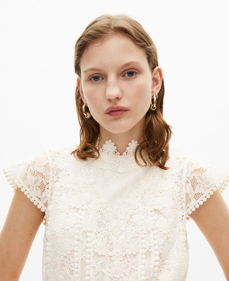 The Kooples FEMME ECRU robe courte en dentelle écrue