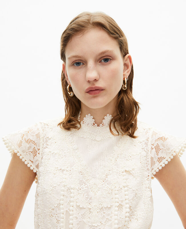 The Kooples FEMME ECRU robe courte en dentelle écrue