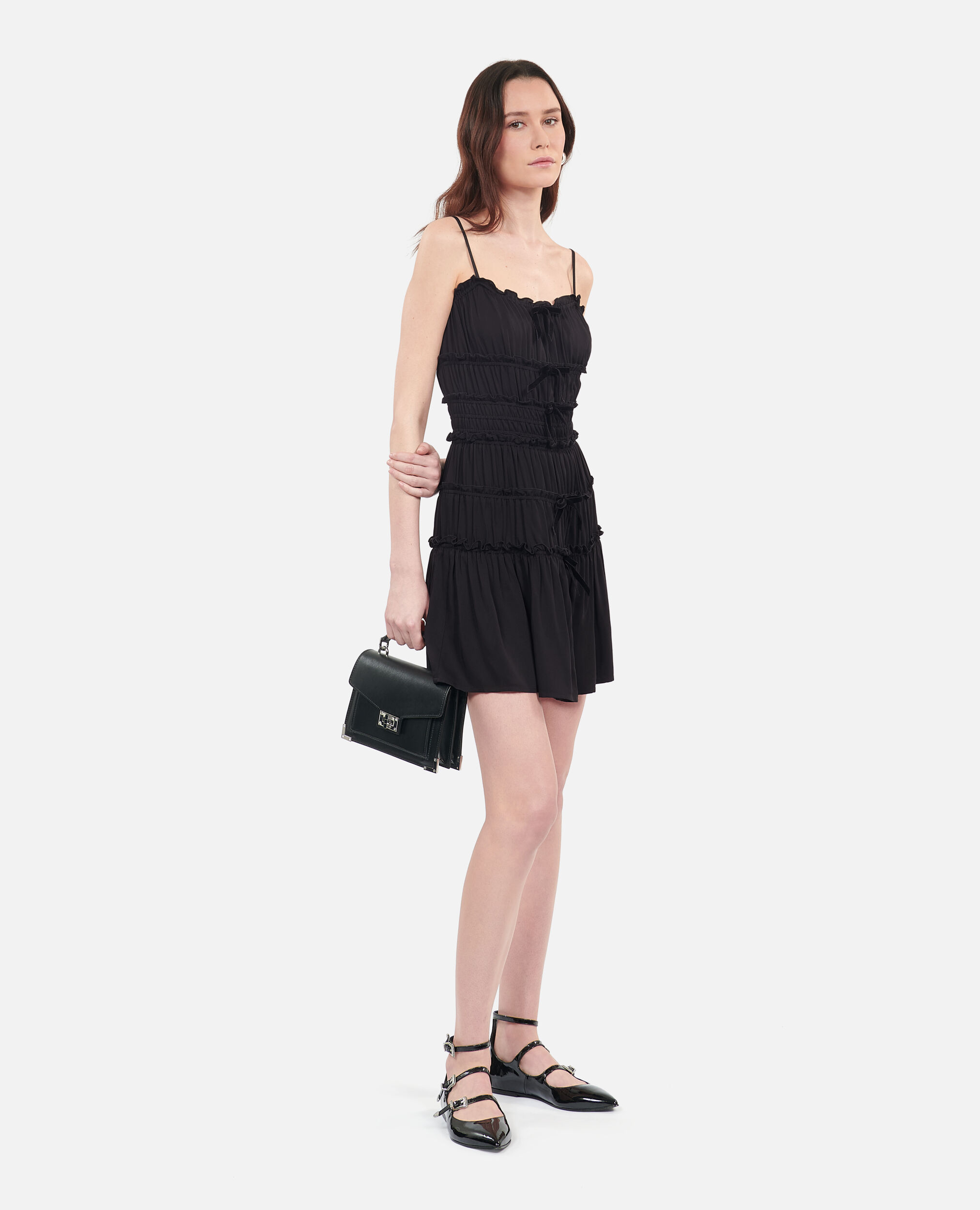 Robe courte avec nœuds noire, BLACK, hi-res image number null