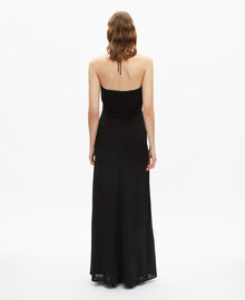 The Kooples FEMME BLACK robe longue décolleté détail fleur noire