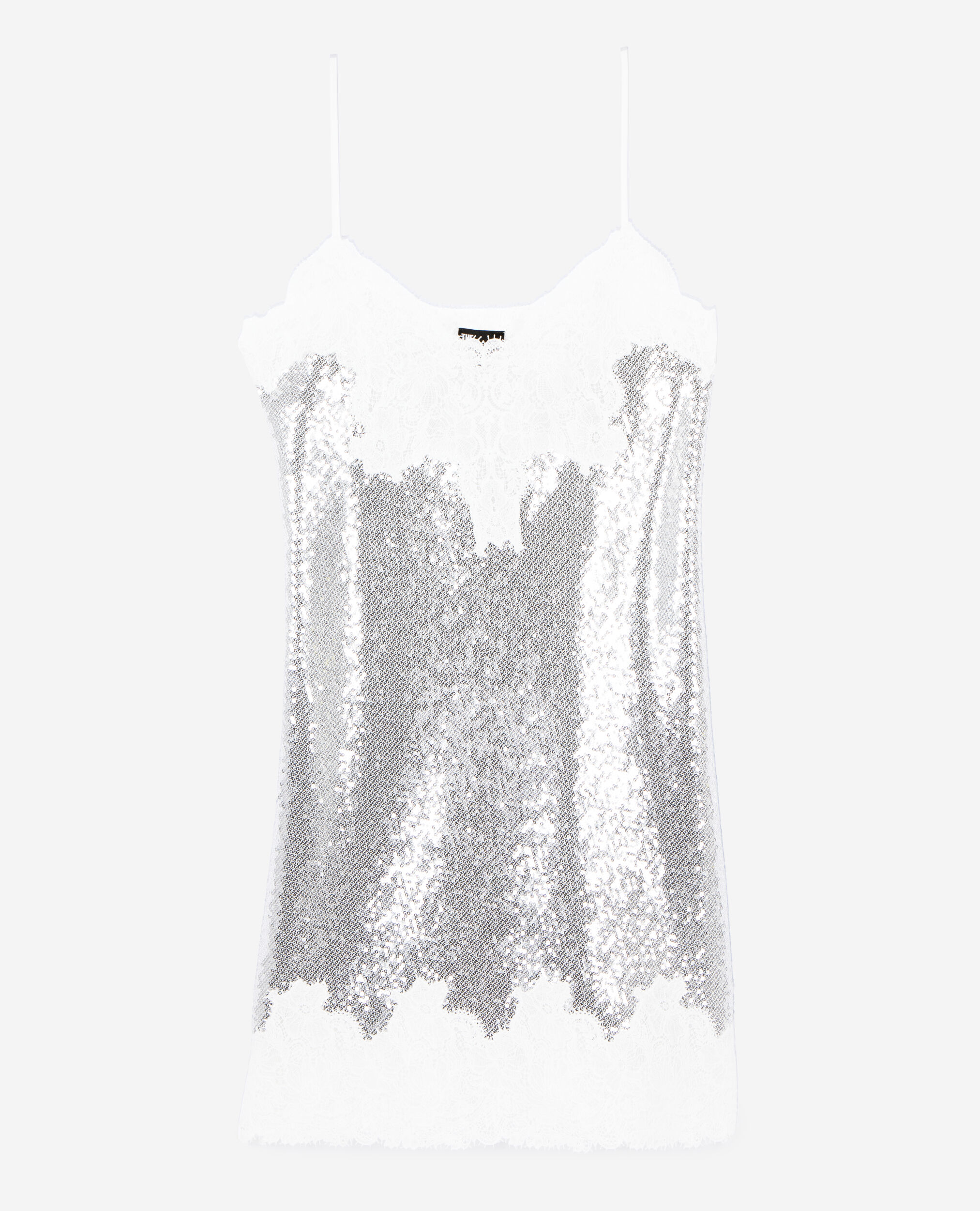 Robe nuisette courte à sequins argentée, SILVER, hi-res image number null