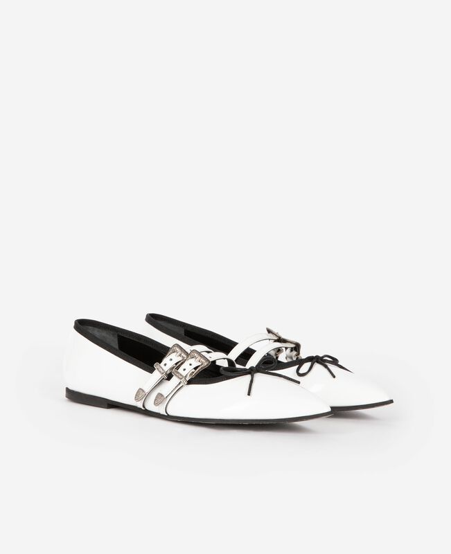 The Kooples FEMME WHITE ballerines plates en cuir blanc