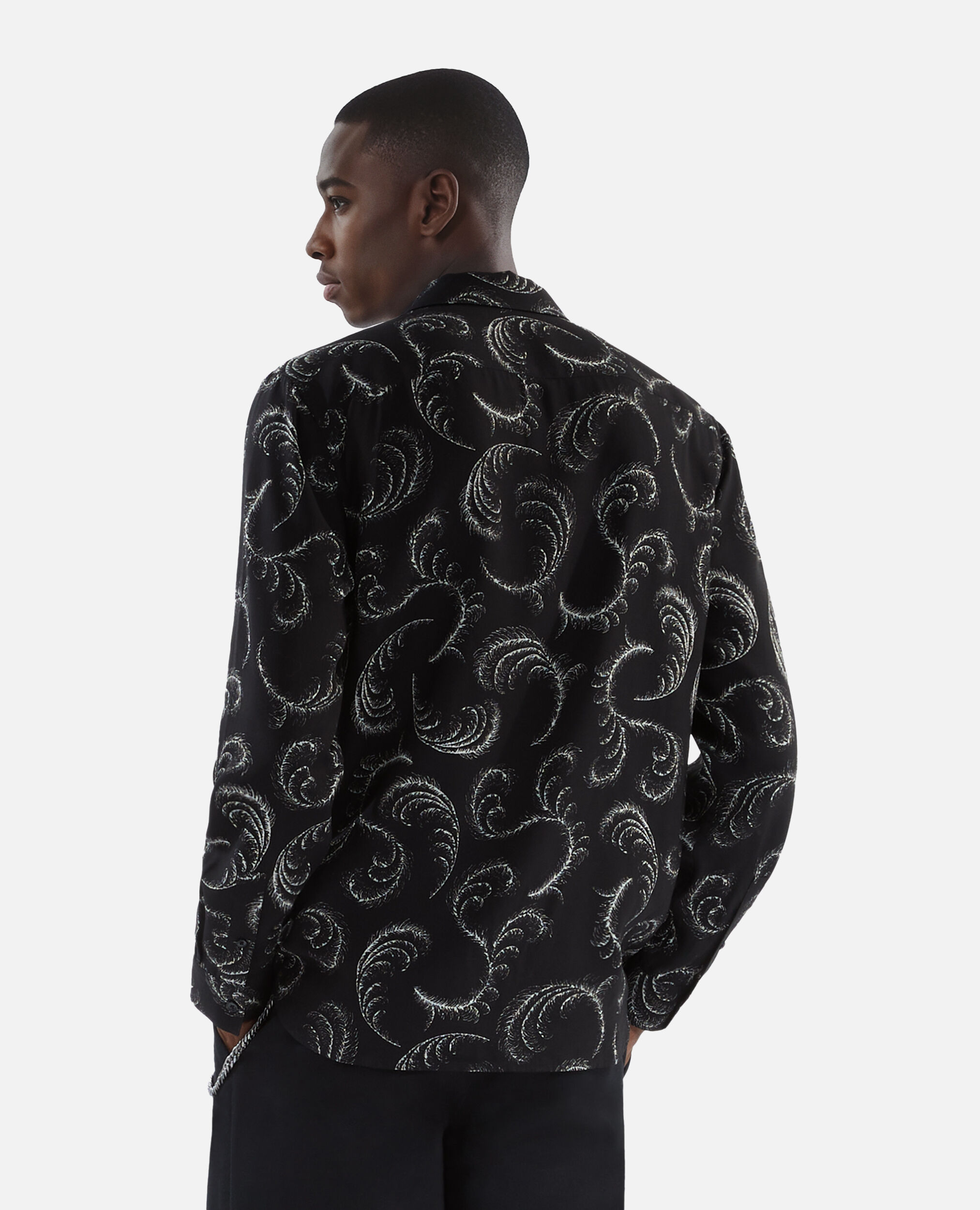 Chemise imprimé plumes, BLACK WHITE, hi-res image number null