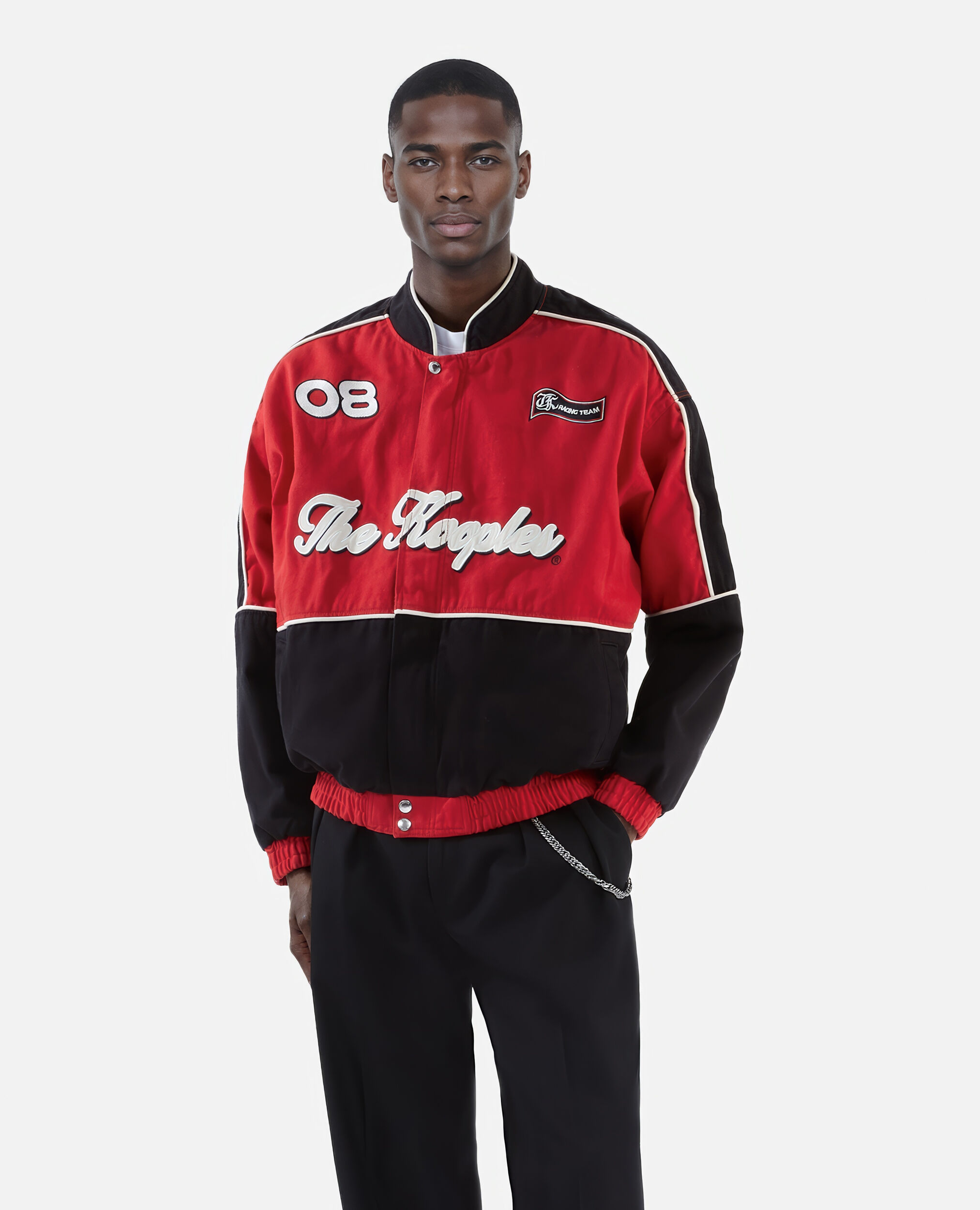 Blouson style veste de course noir et rouge, BLACK - RED, hi-res image number null