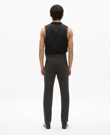 The Kooples HOMME BLACK GREY pantalon de costume en laine mélangée micro carreaux noir