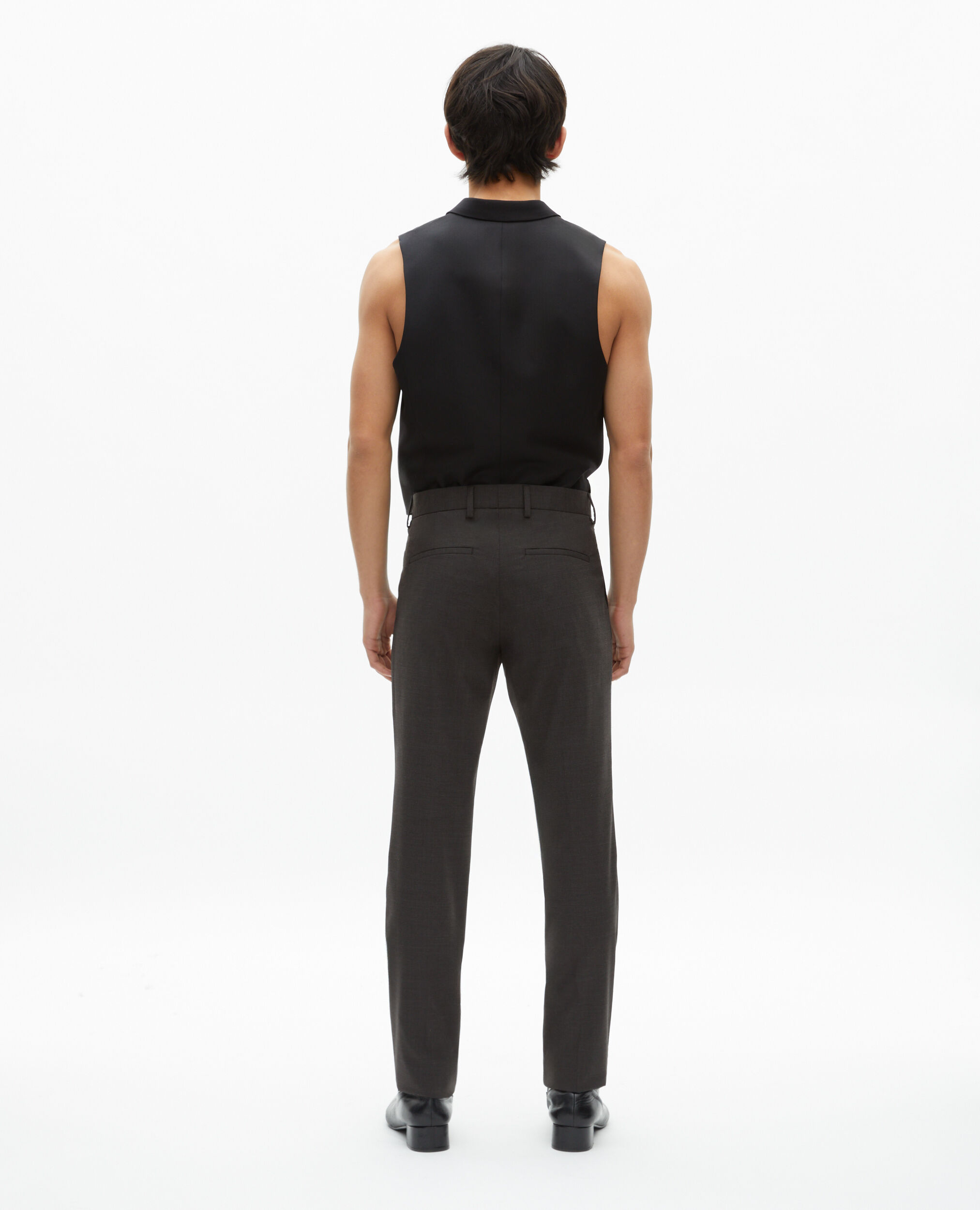 Pantalon de costume en laine mélangée micro carreaux noir, BLACK GREY, hi-res image number null