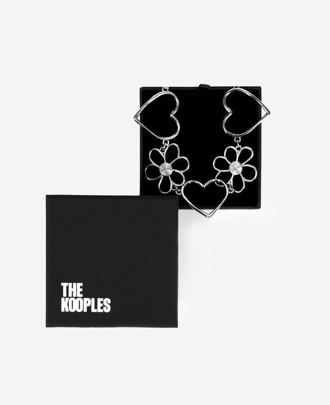 The Kooples FEMME SILVER collier ras de cou cœurs et fleurs argenté