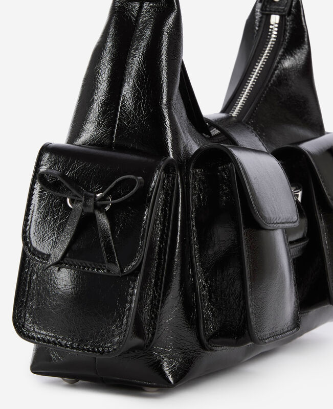 The Kooples FEMME BLACK sac amelia en cuir craquelé noir