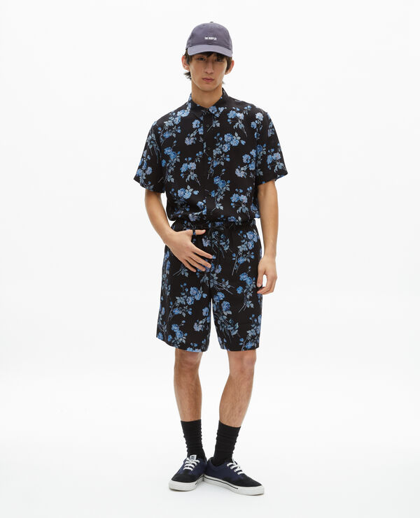 The Kooples HOMME BLACK BLUE bermuda imprimé fleuri noir
