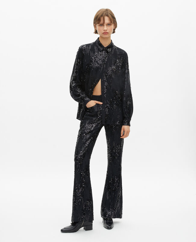 The Kooples FEMME BLACK chemise à sequins noire