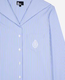 The Kooples FEMME BLUE WHITE chemise à rayures avec col vareuse bleue