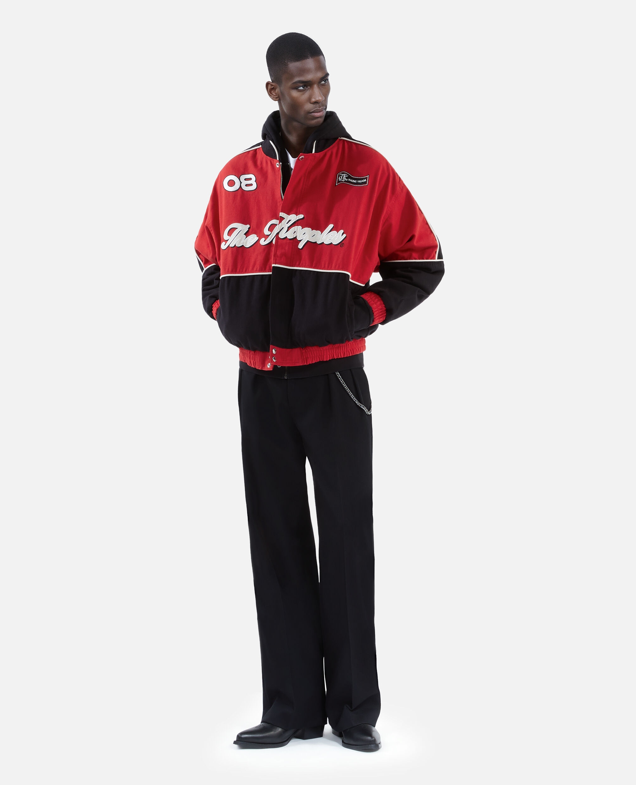 Blouson style veste de course noir et rouge, BLACK - RED, hi-res image number null