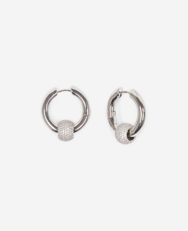 The Kooples FEMME SILVER boucles d'oreilles créole argentée et strass