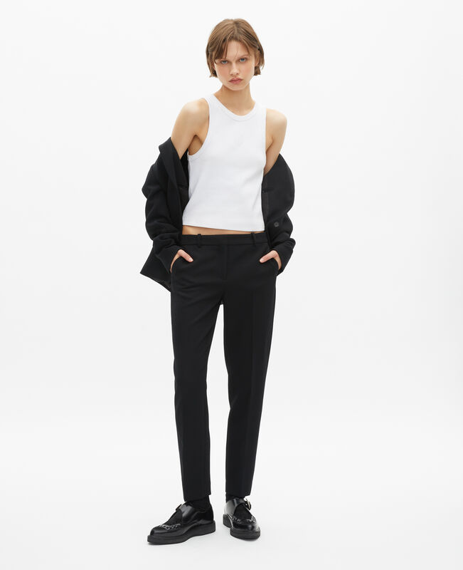 The Kooples FEMME BLACK pantalon tailleur en crêpe noir coupe droite