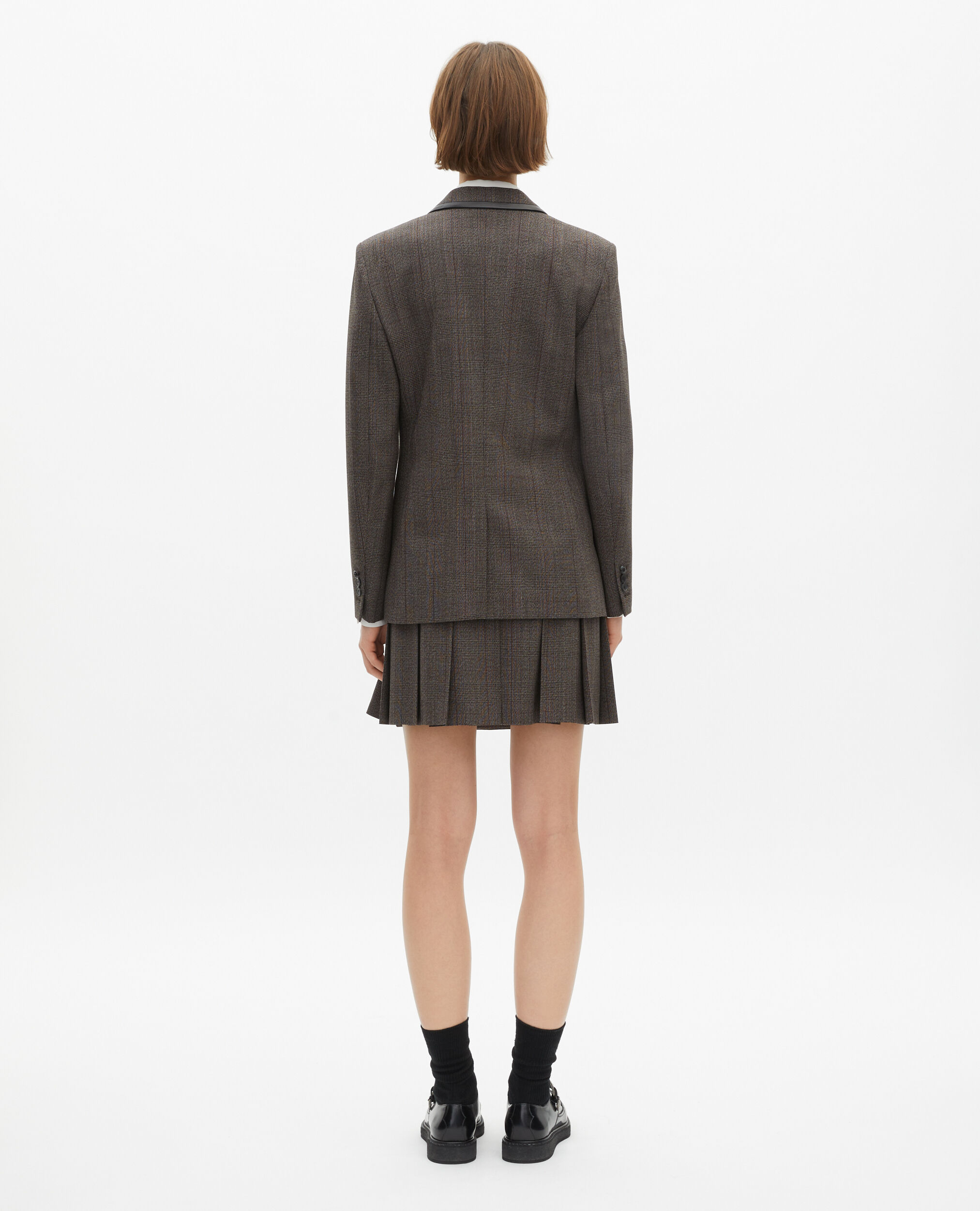 Veste Prince de Galles en laine marron, BROWN, hi-res image number null