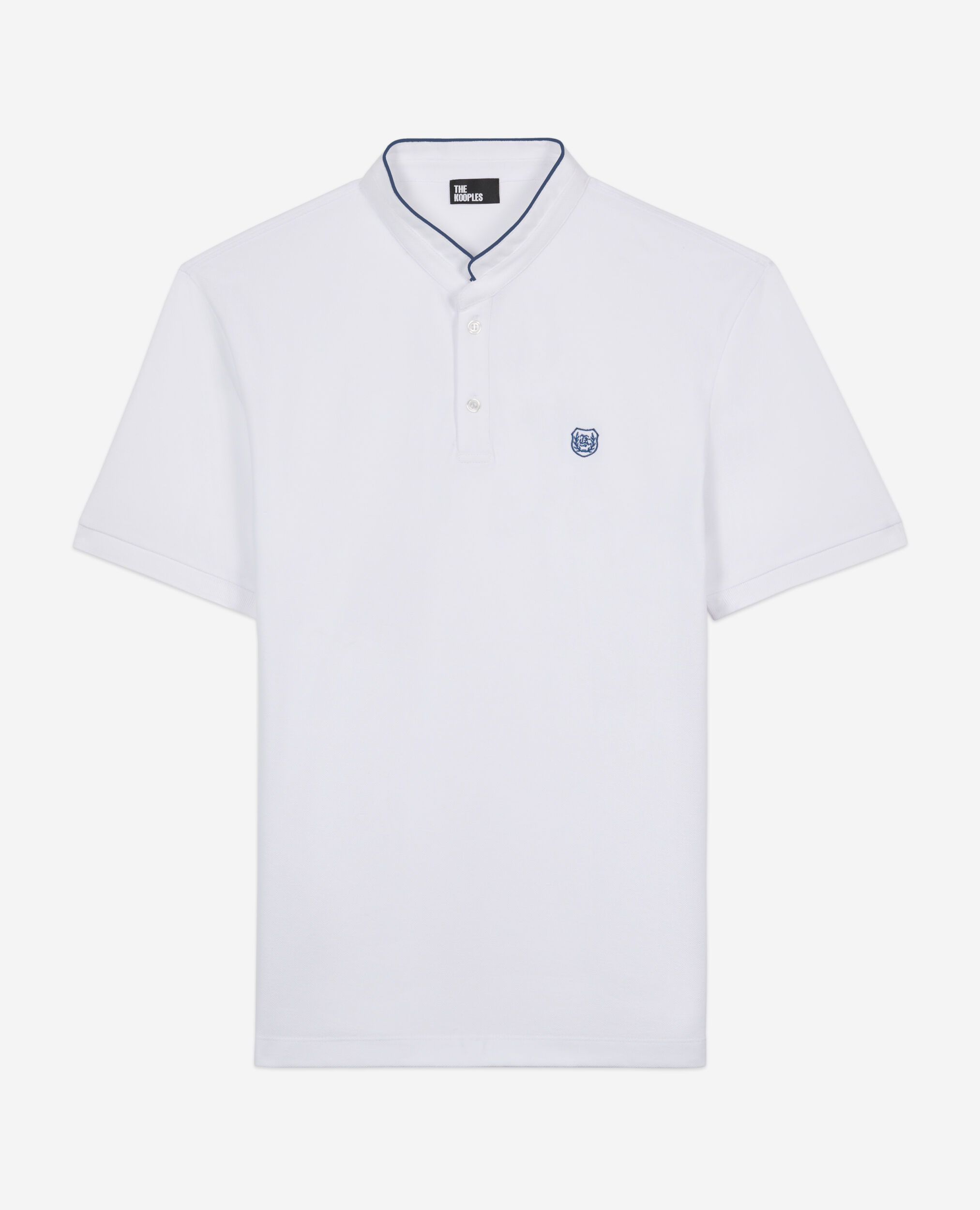 Polo en coton piqué blanc, WHITE / BLUE, hi-res image number null
