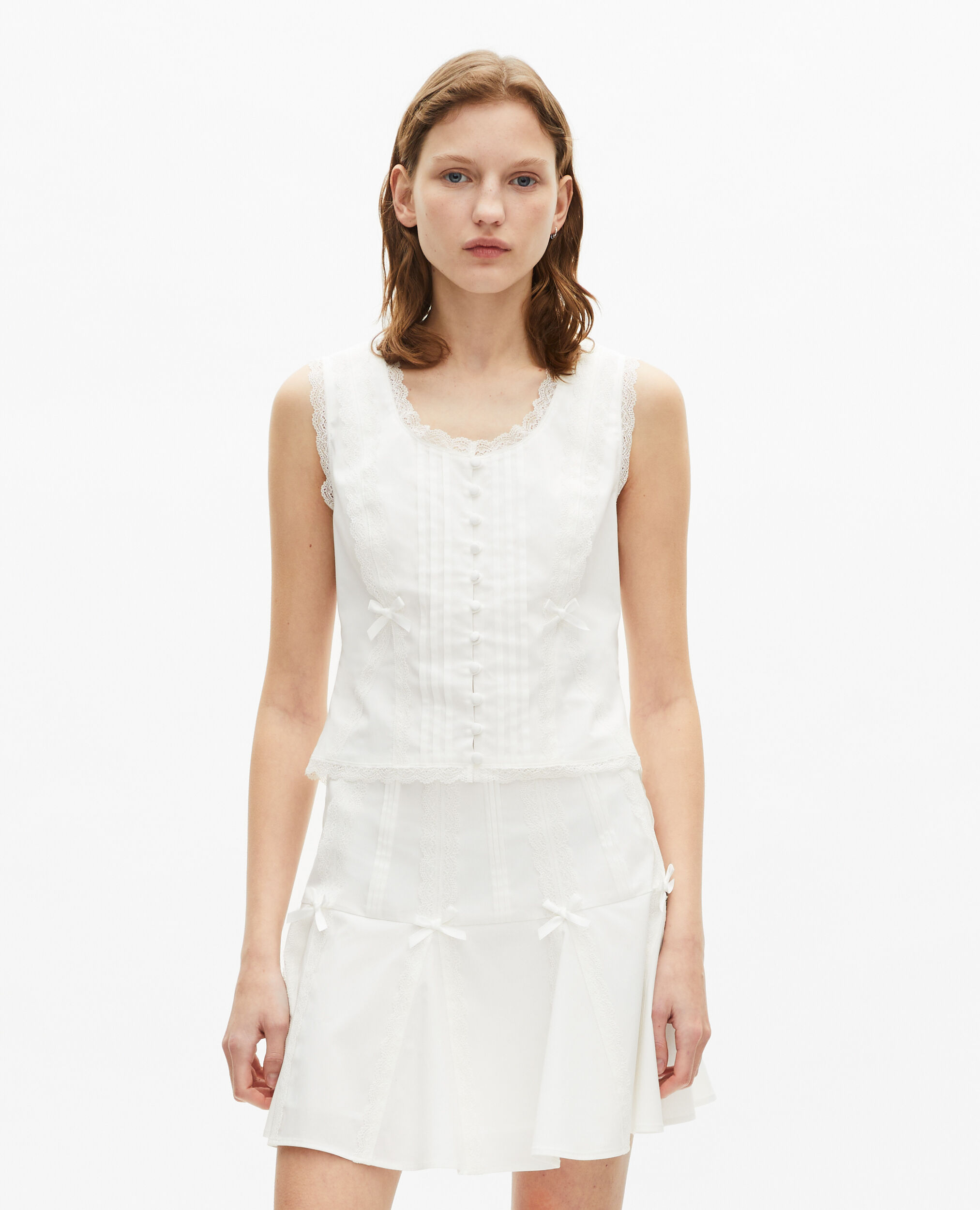 Top avec dentelle écru, ECRU, hi-res image number null